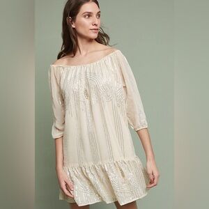 Anthropology Carolina K cream sequin dress